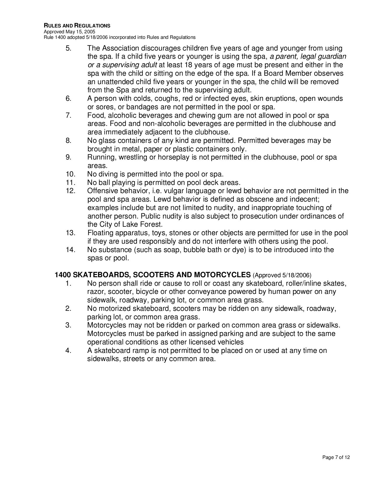 Page 7 of the HOA Rules and Regulations